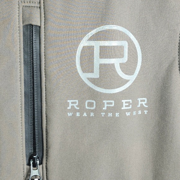 Roper Mens Vest L Brown Team Cheney "Denton County Cowboy Church‎ Logo" Full Zip - Picture 5 of 12